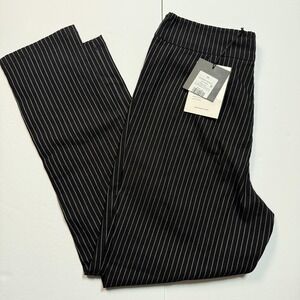 Who What Wear Pants Womens 10 Black White Striped Cropped High Rise Stretch